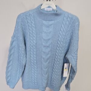 Calvin Klein Sky Blue Cable Knit Sweater